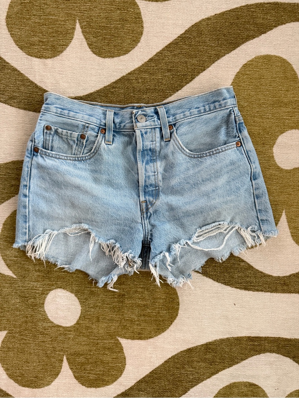Light Blue Distressed Denim Women's Shorts